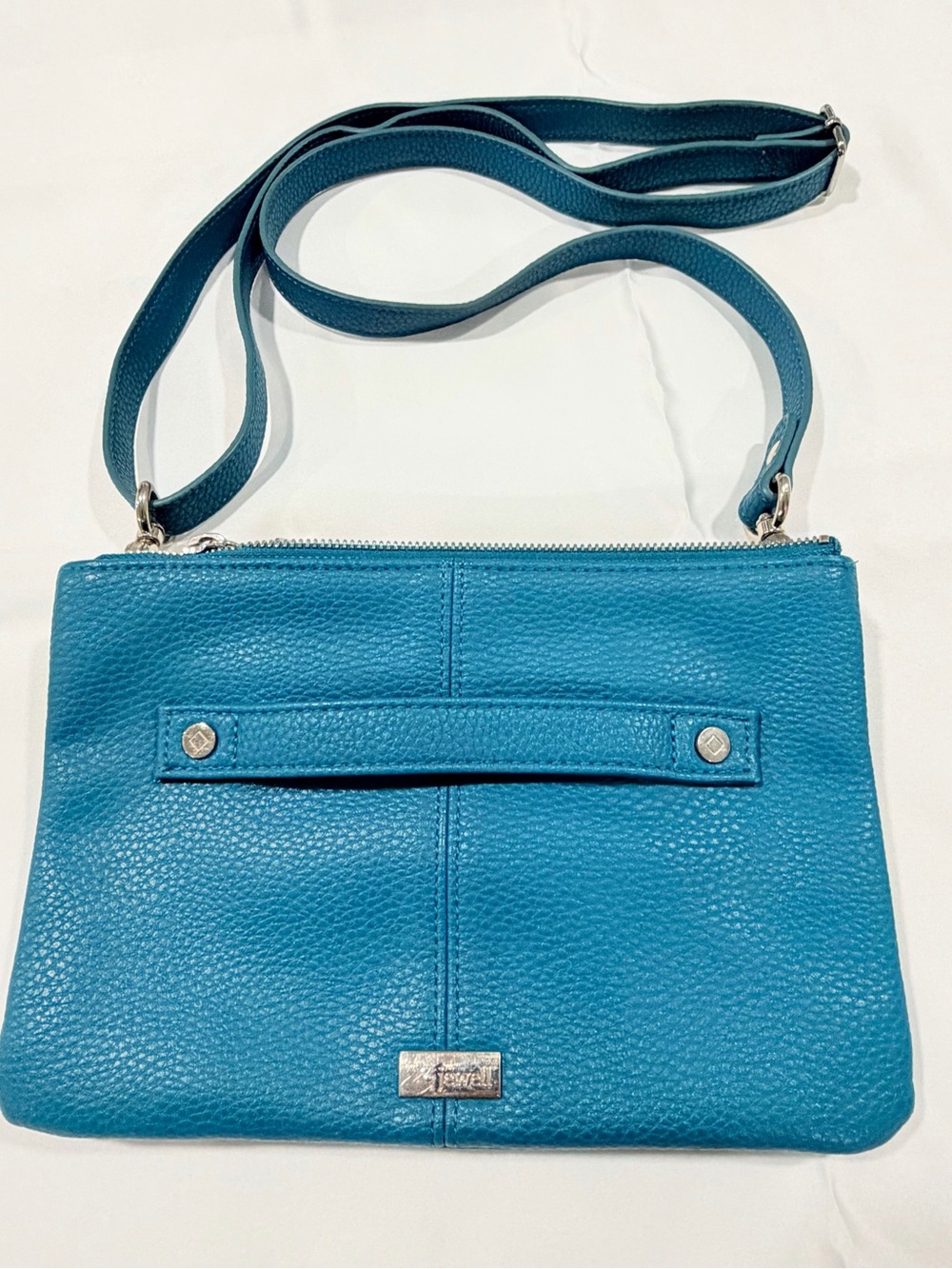 Jewell by Thirty-One Teal Pebbled Leather Crossbody Bag